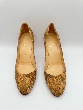 Christian Louboutin Simple 85 Naturale Polished Cork Pumps EU 38.5